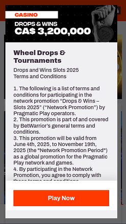 Promotions mobiles de Bet Warrior