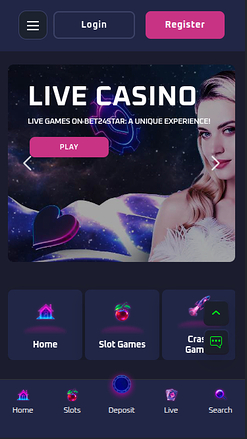 Homepage mobile di Bet24Star Casino