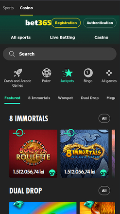 Jackpot mobile di Bet365 Casino