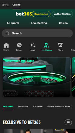 Casinò mobile con croupier dal vivo di Bet365 Casino