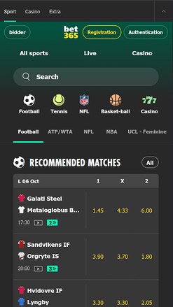 Sport mobile di Bet365 Casino