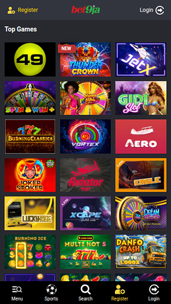 Jeux mobiles de Bet9ja Casino