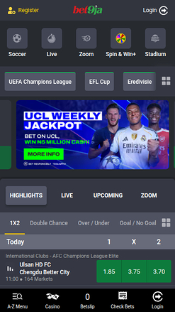 Sports mobiles de Bet9ja Casino