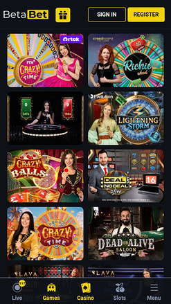 Croupier en direct mobile de BetaBet Casino