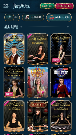 BetAlice Casino mobile Live-Dealer