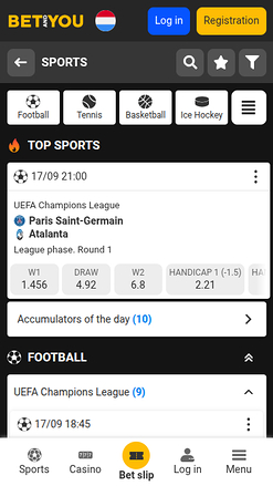 Мобильные ставки на спорт Betandyou Casino