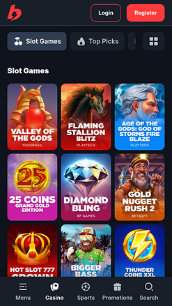 Giochi per dispositivi mobili del casinò BetBay