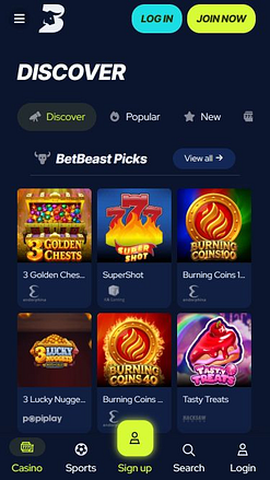 BetBeastモバイルゲーム