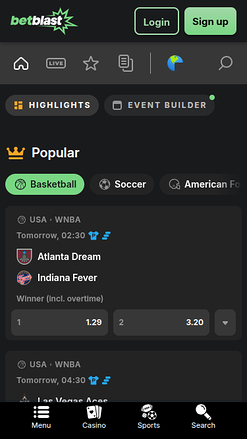 BetBlast Casino Mobile Sports