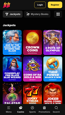 Jackpot mobile del casinò BetBluff