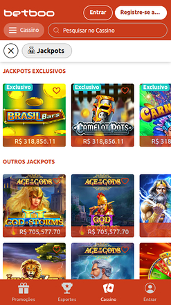 Jackpot mobile di Betboo Casino