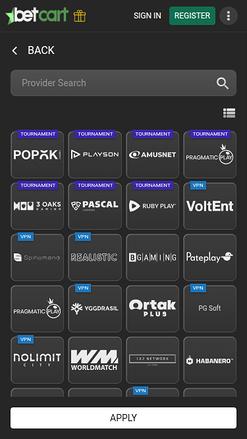 Développeurs de jeux mobiles de Betcart Casino