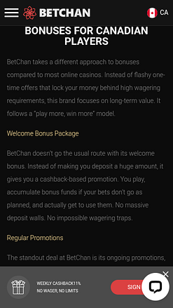 Betchan Casino Mobile Promotions