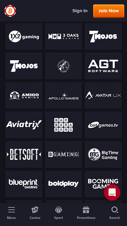 Desarrolladores de juegos móviles de Betcoin Casino