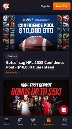 Promociones móviles de Betcoin Casino