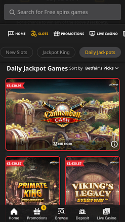 Jackpot mobile du casino Betfair