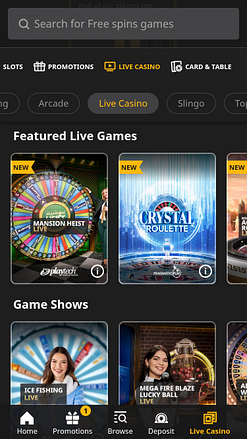 Casino mobile Betfair avec croupier en direct