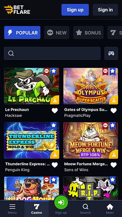 Мобильные игры казино Betflare