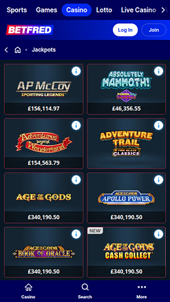 Jackpot mobile de Betfred Casino