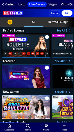 Betfred Casino Mobile Live Dealer