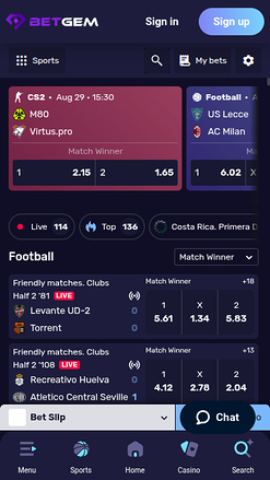 Sports mobiles de BetGem Casino