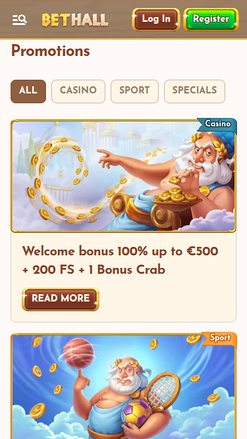Promozioni mobile di BetHall Casino