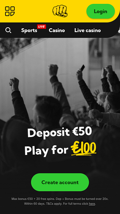 Page d'accueil mobile de BetHard Casino