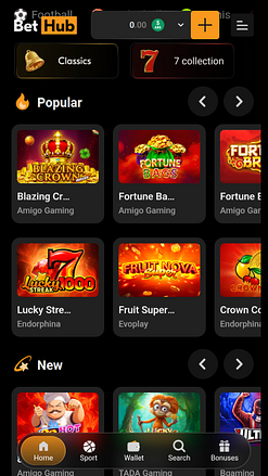 Giochi da casinò BetHub per dispositivi mobili