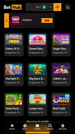 Jackpot del casinò BetHub per dispositivi mobili