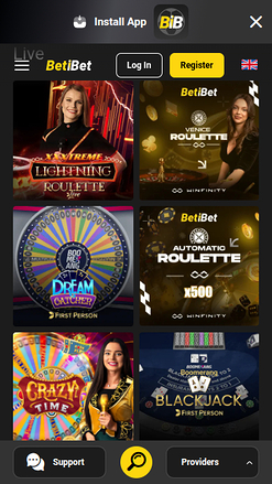Croupier en direct mobile de Beti Bet Casino