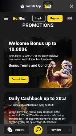 Promotions mobiles de Beti Bet Casino