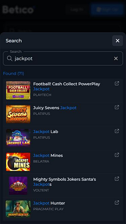 Betico Casino Mobile Jackpot