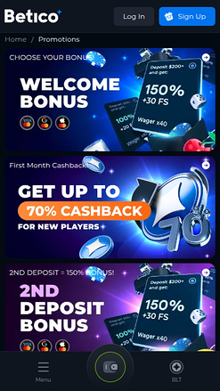 Promotions mobiles de Betico Casino