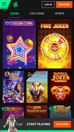 Jeux mobiles de Betinia Casino