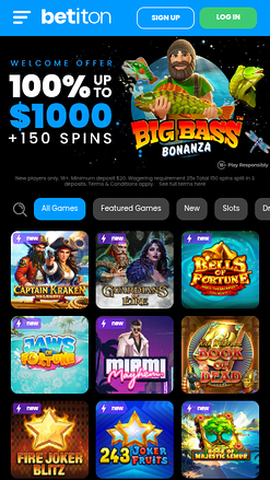 Page d'accueil mobile de Betiton Casino