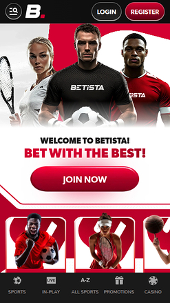 Página de inicio móvil de Betista Casino