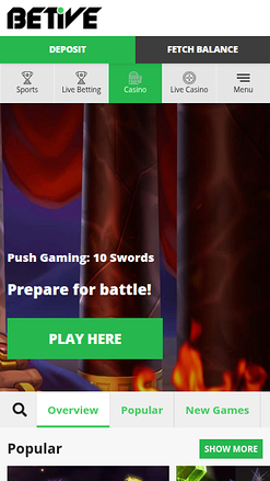 Beitve Casino mobile Startseite