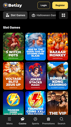 Мобильные игры казино Betizy