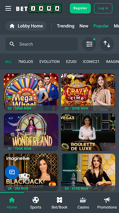 Casino móvil BetJara con crupier en vivo