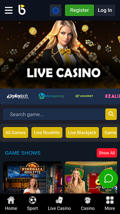 Casino móvil BetLive con crupier en vivo