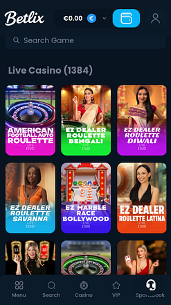 Casino mobile Betlix avec croupier en direct