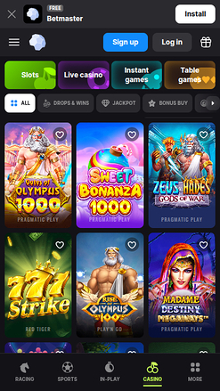 Jeux mobiles de BetMaster Casino