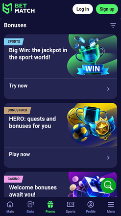 Betmatch Casino Mobil Promóciók