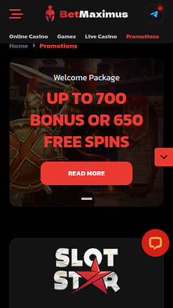 Promotions mobiles de BetMaximus Casino