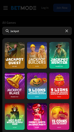 Jackpot mobile de BetMode Casino