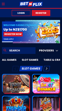 Page d'accueil mobile de BetNFlix