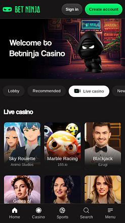 Мобильное казино Betninja с живым дилером