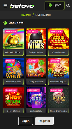 Jackpot mobile de Betovo Casino