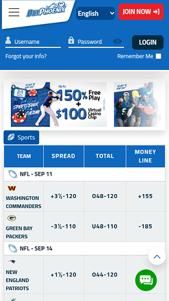 Deportes móviles de BetPhoenix Casino