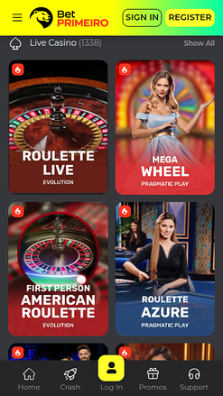 Croupier en direct mobile de BetPRIMEIRO Casino